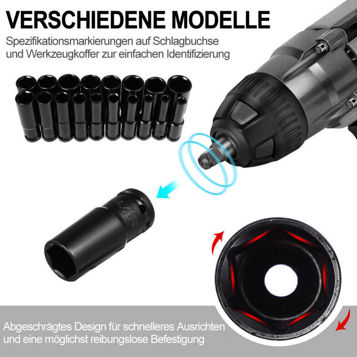 20PCS Deep Impact Socket Set 1/2 Inch Drive Metric 8 - 32mm Lifetime Warranty UK
