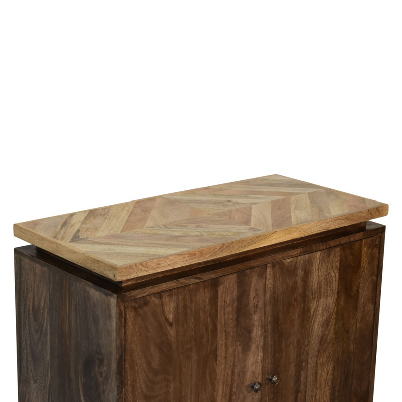 Artisan Furniture Solid Wood Platform Cabinet, Light Brown, 2 Doors