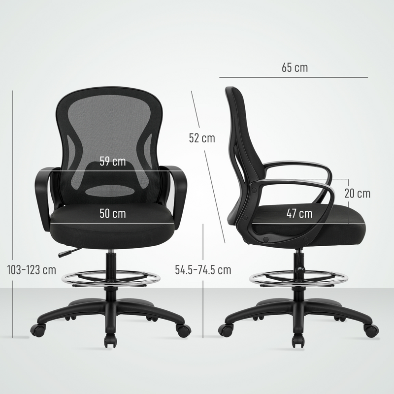 Vinsetto Mesh Office Chair with Lumbar Support, Adjustable Height, Black