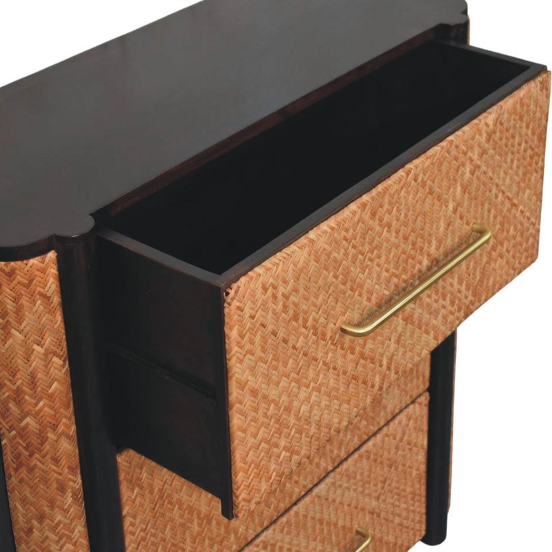 Artisan Furniture Solid Wood Havana Weave 3 Drawer Chest, Brown