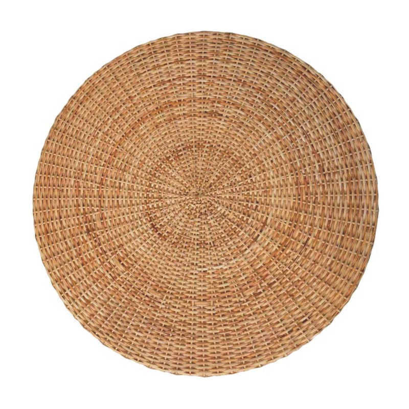Artisan Furniture Solid Wood Regency Round Woven Coffee Table, Brown