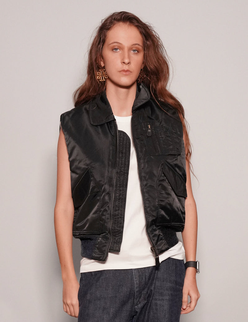 MA-2 Light Weight Collared Bomber Gilet in Black