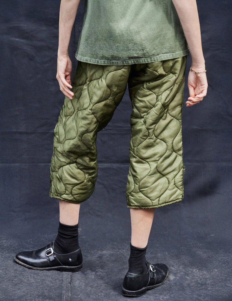 Button Quilted Cropped Trousers