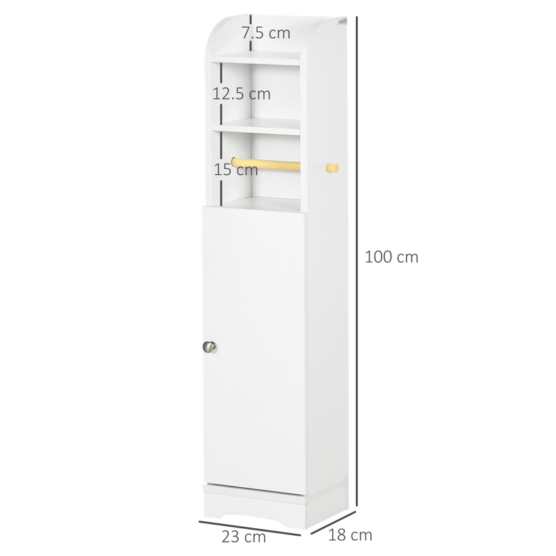kleankin Freestanding Bathroom Storage Unit with Adjustable Shelf, White