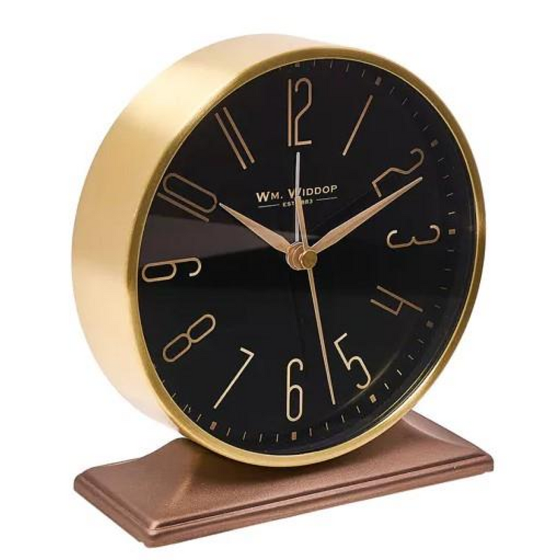 Wm.Widdop Black & Gold Mantel Alarm Clock
