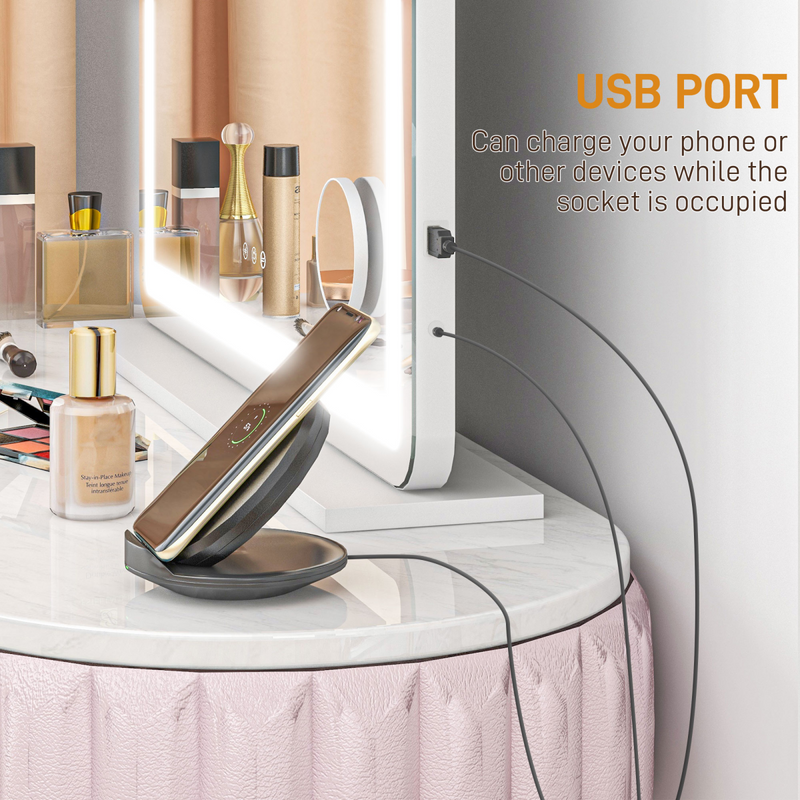 Vanity Mirror White Glass Metal Large Size 50,000-hour LED lifespan