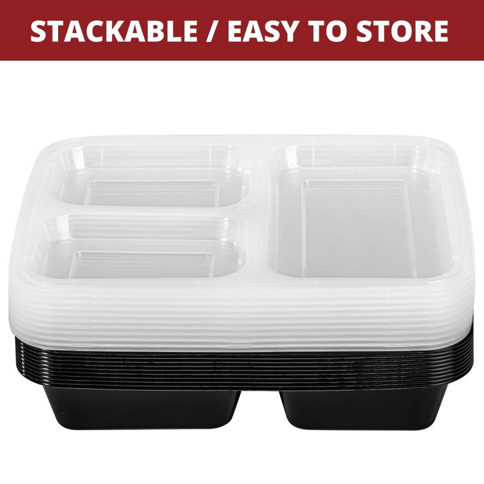 VINSANI 10pk 3 COMPARTMENTS MEAL PREP CONTAINERS 1010425