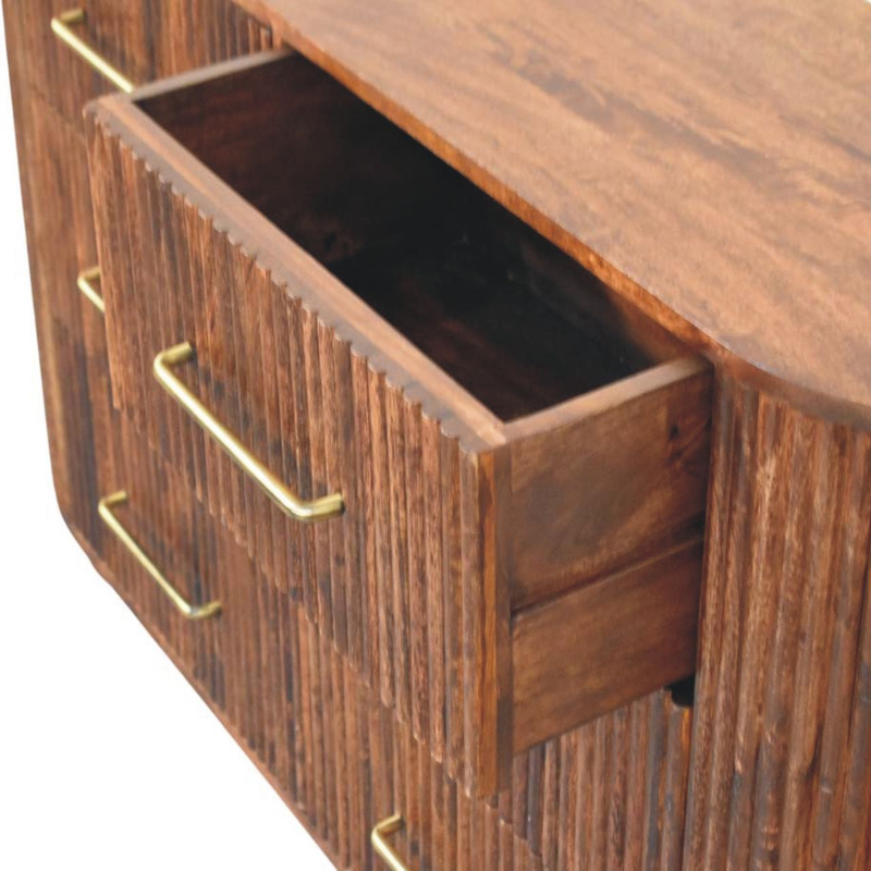 Artisan Furniture Solid Wood Ridgefront Chest - Roasted Almond, 6 Drawers, Brown