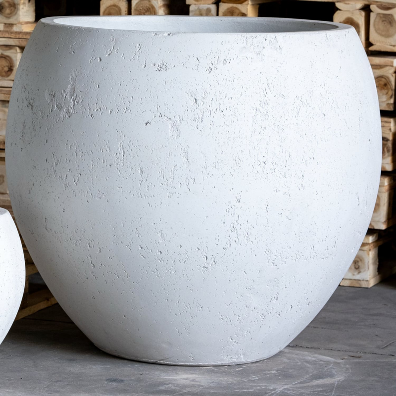 Orbello | White Mist – 70cm Extra Large Concrete Sphere Planter – 207L Round Plant Pot
