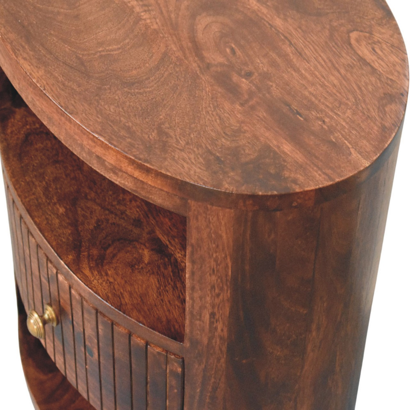 Artisan Furniture Solid Wood Bordeaux Bedside, 1 Drawer & 2 Open Slots, Brown