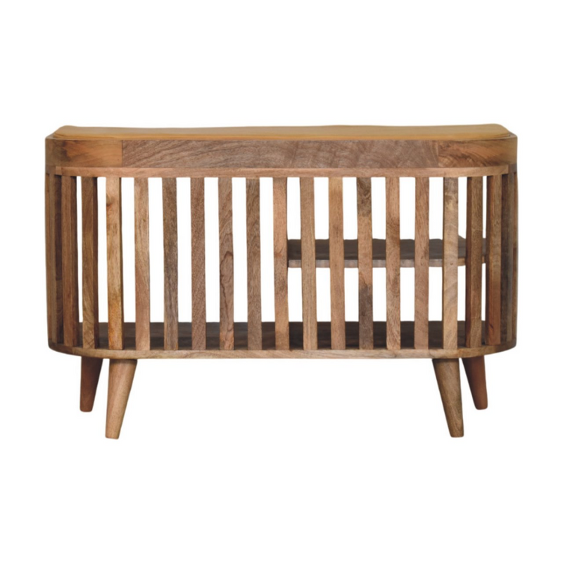 Artisan Furniture Solid Wood Slatted Oak-ish Bench with 3 slots