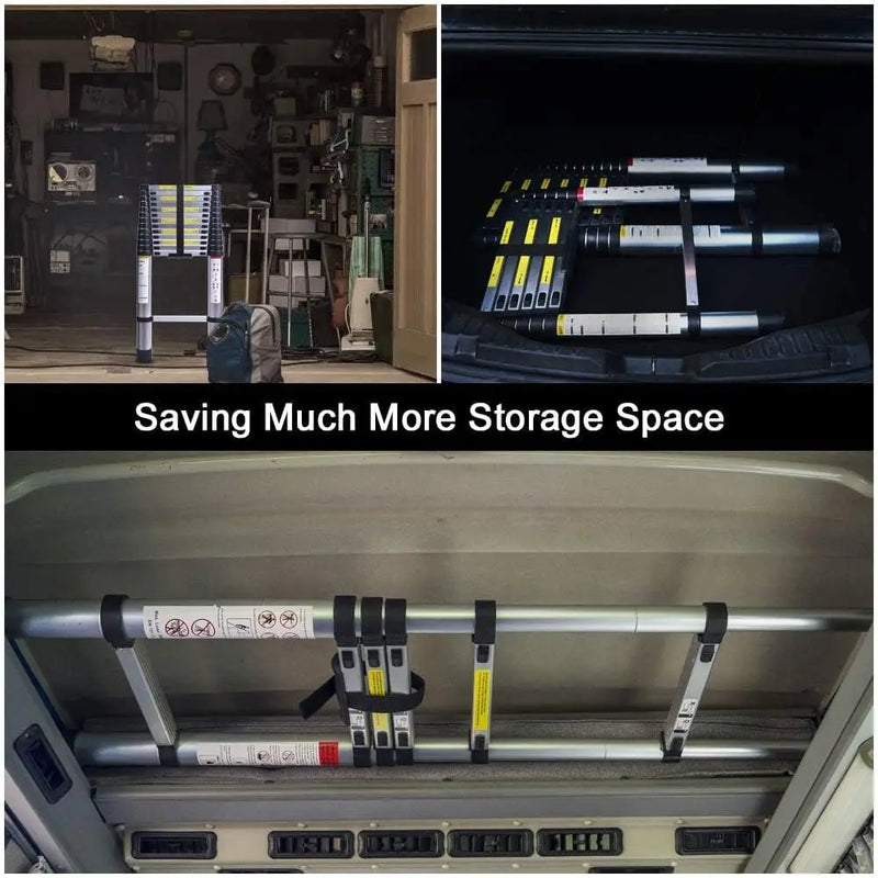 Telescopic Ladder Aluminum Telescoping Ladder Folding Ladder with Non-Slip Feet, Multi-Purpose Extension Straight Ladder Loft