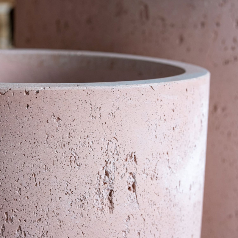 Aurella | Blushstone – 40cm Large Concrete Cylinder Planter – 34L Round Plant Pot