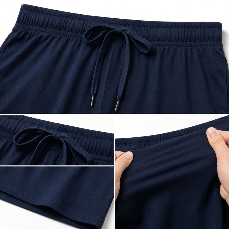 2 Pack Men's Cotton Lounge Shorts Stretchable Available in Black Navy Grey Durable and Cozy Loungewear Medium to 5X-Large by Sock Stack