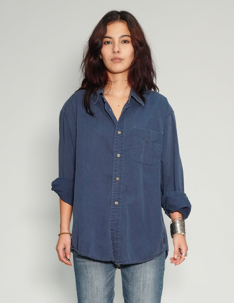 Party Back Shirt - Gold Sequin - Blue Cotton