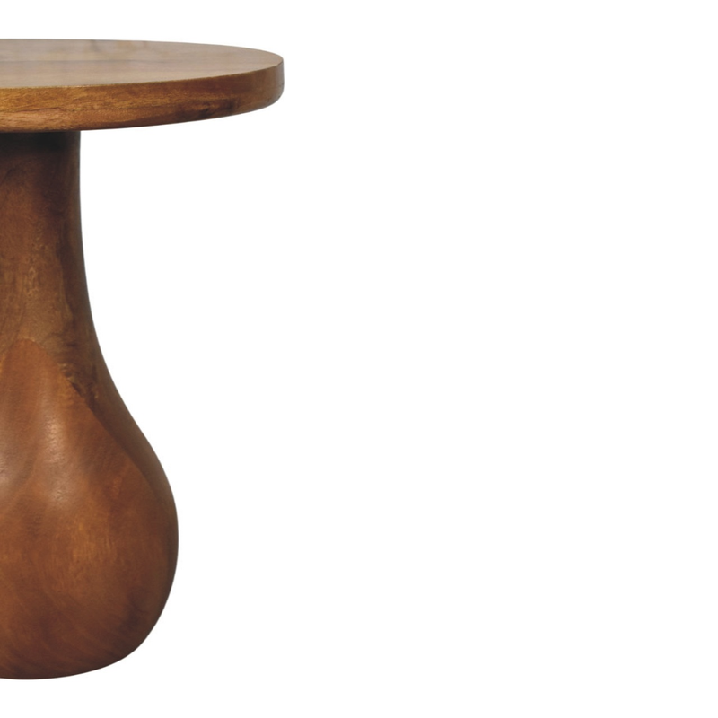 Artisan Furniture Solid Wood Curved Base Side Table, Brown