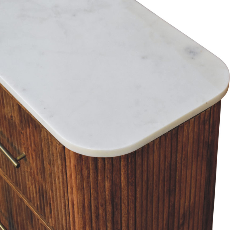 Artisan Furniture Solid Wood Beaumont Marble Chest, 3 Drawers, Brown & White