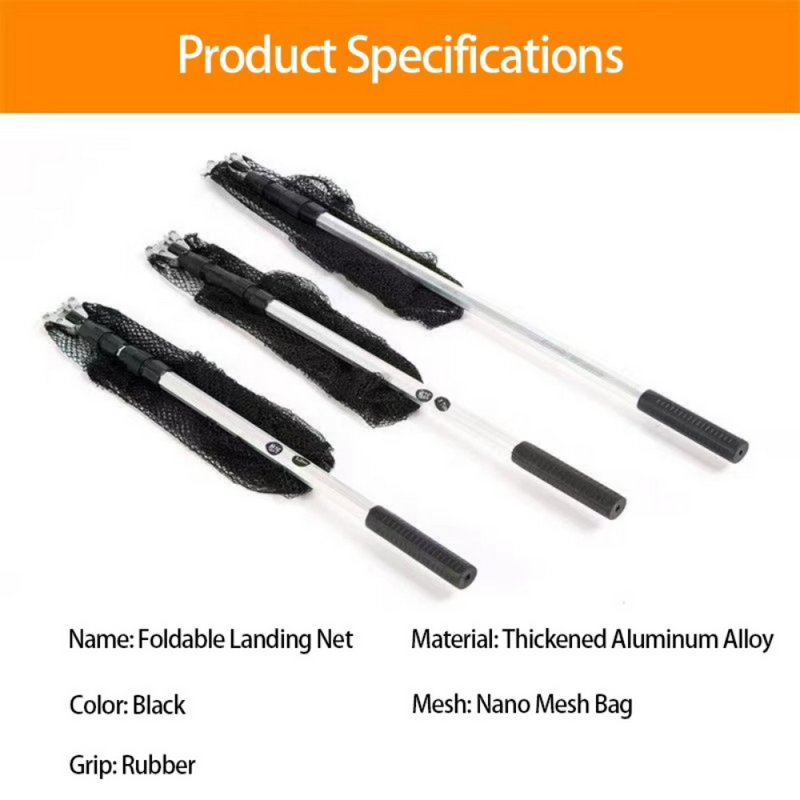 Foldable Landing Net Aluminum Alloy Frame Fishing Replacement Triangular Fishing For Easy Catches Portable Net Corrosions Resistant For Outdoor Activity