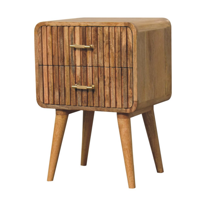 Artisan Furniture Solid Wood T-bar Ridged Bedside