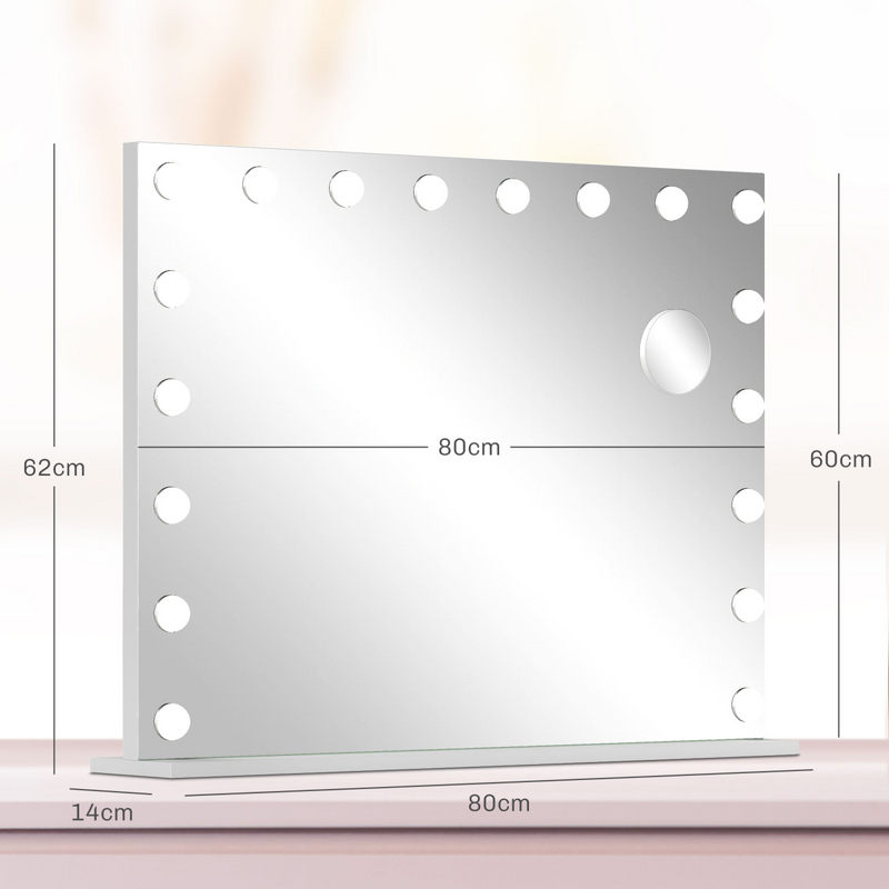 HOMCOM Hollywood Vanity Mirror with Lights, 10X Magnifying, USB Port, White