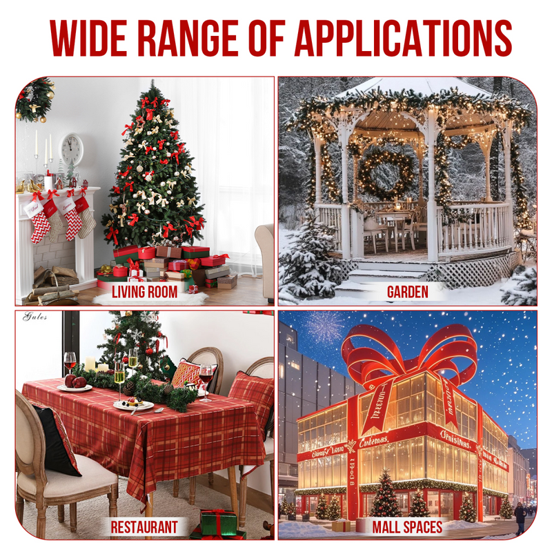 Pre-lit Outdoor Giant Bowknot Christmas Decoration, Lighted Metal Frame with 124 Warm White LED Lights, for Front Door Gate Wall Indoor Outdoor Holiday Party, Red