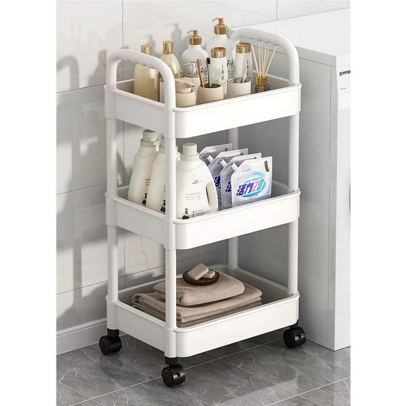 3 Tier Storage Trolley Cart on Wheels Kitchen Bathroom Laundry Rolling Rack