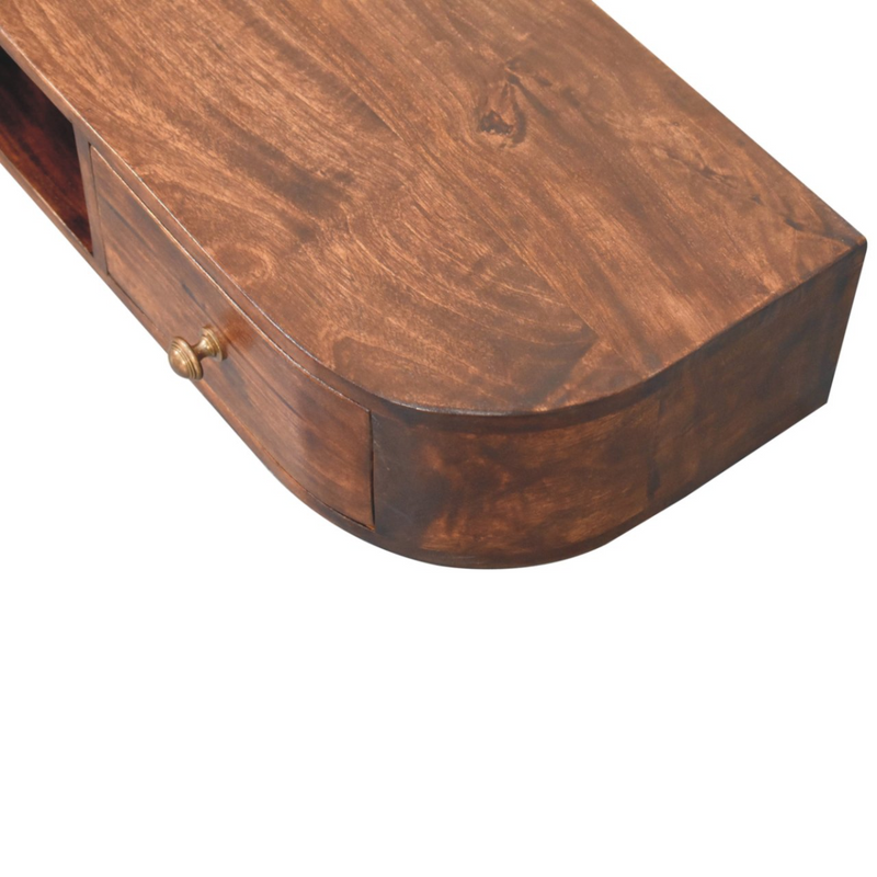 Artisan Furniture Solid Wood Lunar Wall Mounted Chestnut Console, 2 Drawers, Open Slot