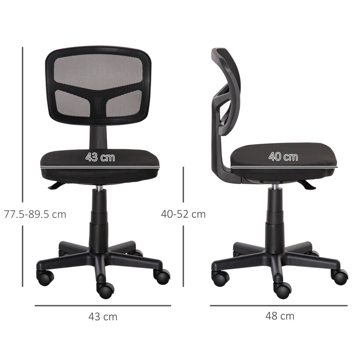 Vinsetto Small Office Chair without Arms, Ergonomic Swivel Mesh Desk Chair
