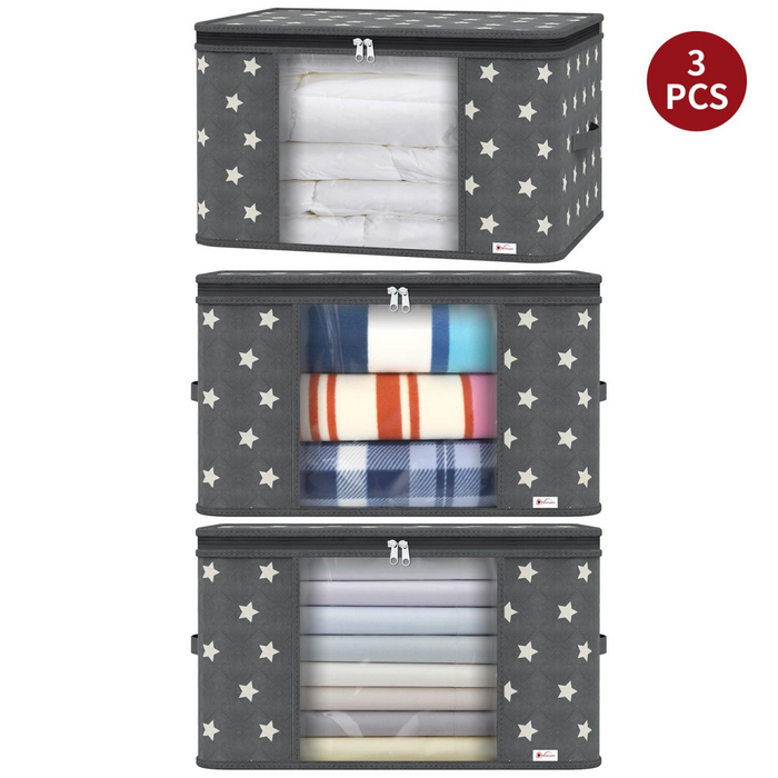 VINSANI 3pc DELUXE STORAGE BAGS GREY STAR 0000329