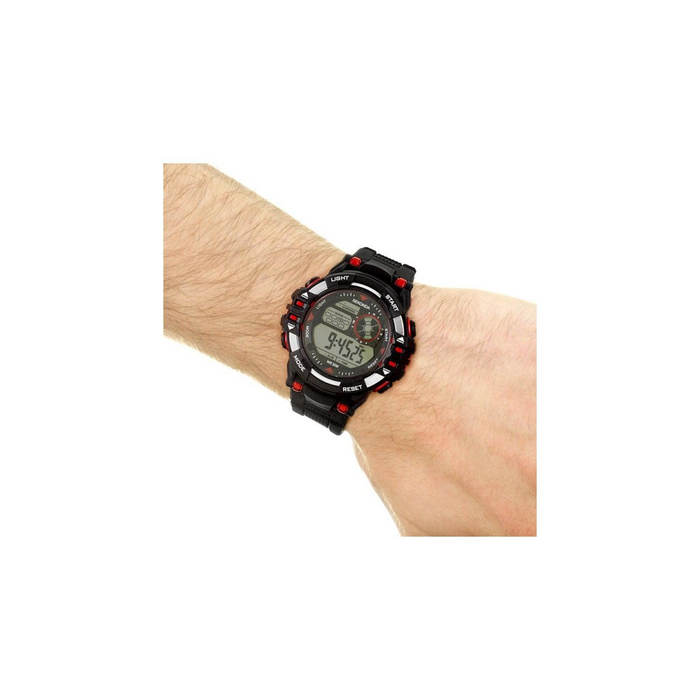 Sekonda Mens Sports Chronograph 50m Water Resistance Digital Black Rubber Strap Watch