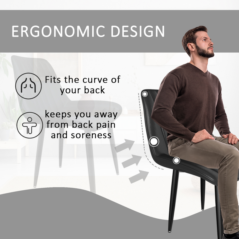 Dining Chairs, Modern Kitchen Chair, Scandinavian Faux Leather Chair with High Back for Living Room Kitchen