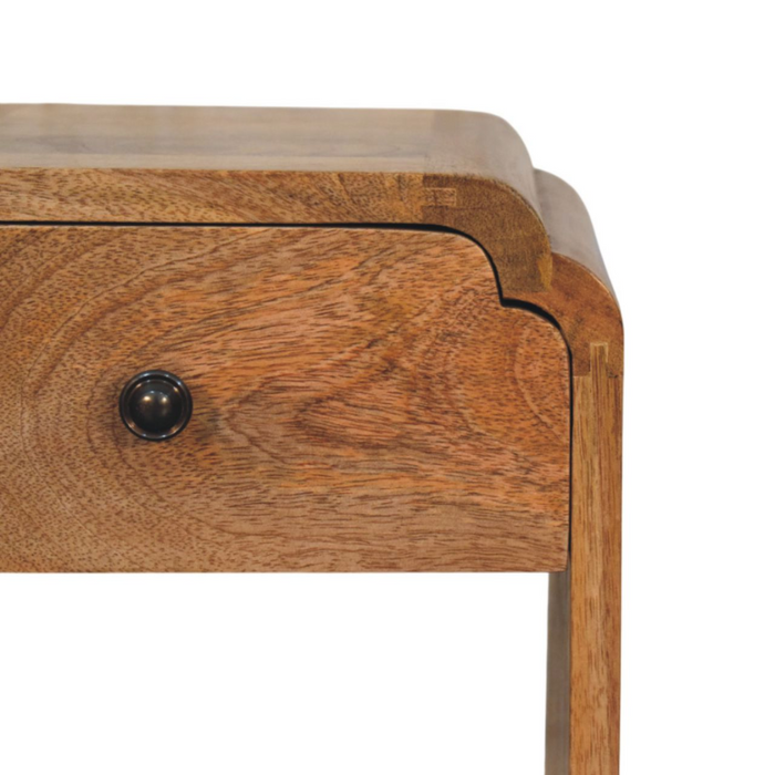 Artisan Furniture Solid Wood Newton Mini Oak-ish Nightstand with a drawer and open shelf