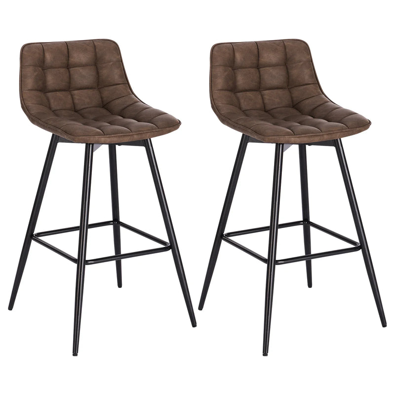 2PCs/set Designer Bar Stool High Chair Counter Stool for Bar Bistro Leather/Velvet Seat with Footrest Metal Frame Household