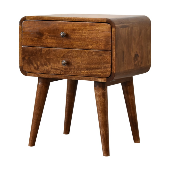 Artisan Furniture Solid Wood Curved Chestnut Bedside
