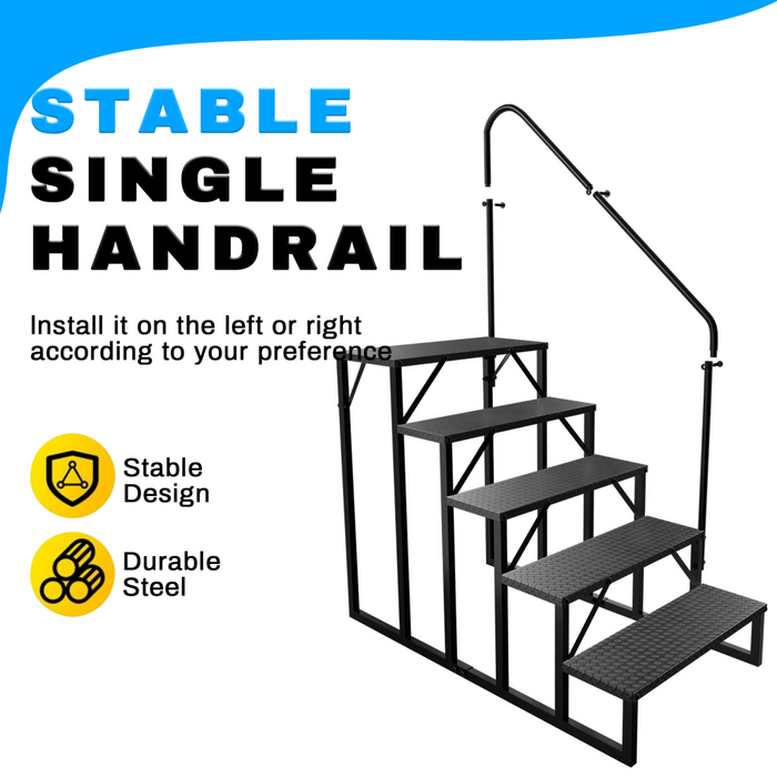 RV Stairs 5 Step, RV Steps Anti-Slip, Hot Tub Steps with Handrail, 660 lbs Hot Tub Steps Step Ladder for 5th Wheel RV, Mobile Home Stairs