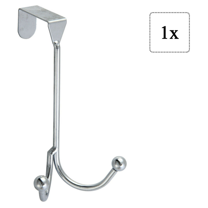 CHROME OVER The Door Hanger Hook-Double