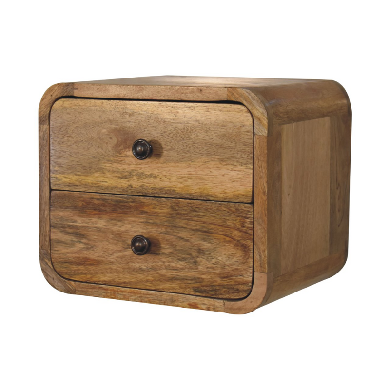 Artisan Furniture Solid Wood Mini Curve Oak-ish Floating Bedside
