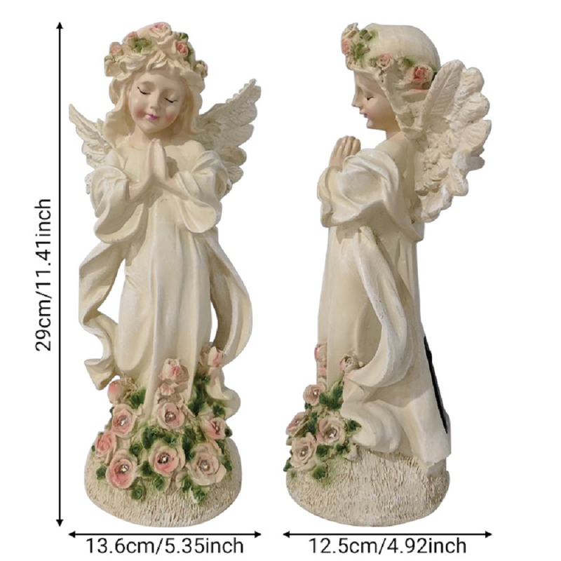 Angel Garden Ornaments Statue, Solar LED Garden Lights Resin Gardening Gift for Women