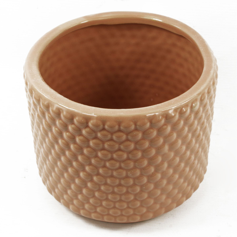 Dusty Pink Peach Raised Dots Ceramic Plant Pot 15 x 15 x 12.5cm