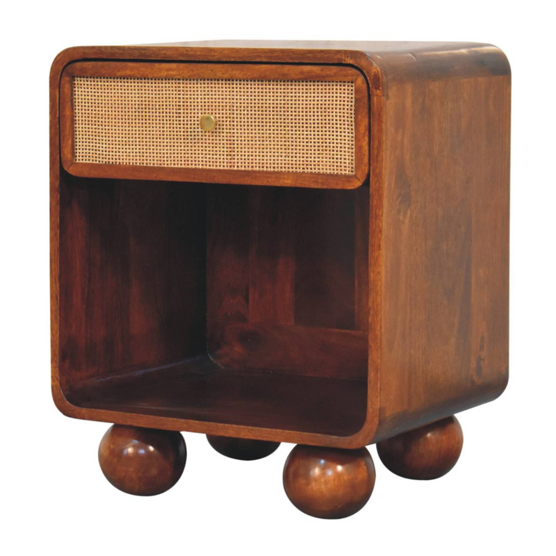 Artisan Furniture Solid Wood Chestnut Open Woven Bedside