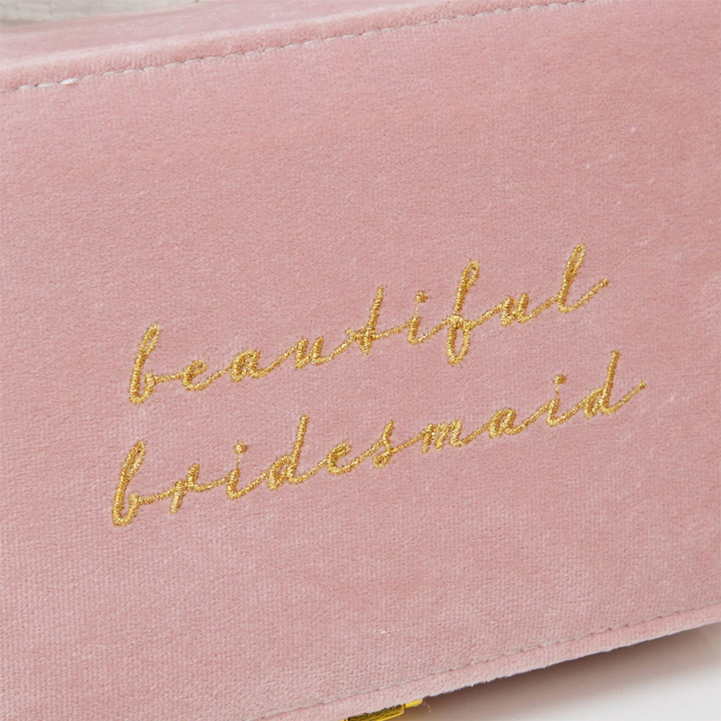 Amore Pink Velvet Jewellery Box "Beautiful Bridesmaid"