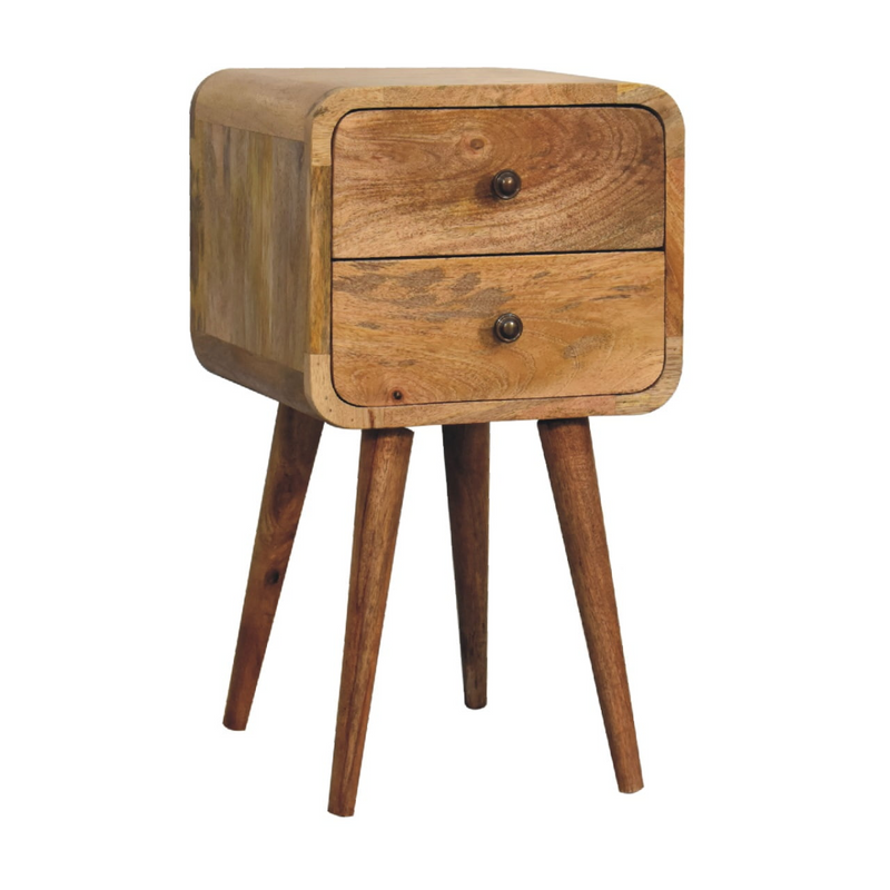 Artisan Furniture Solid Wood Mini Oak-ish Curved Bedside