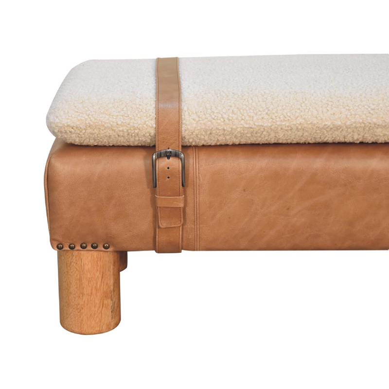 Artisan Furniture Solid Wood Strapped Cyclinder Bench