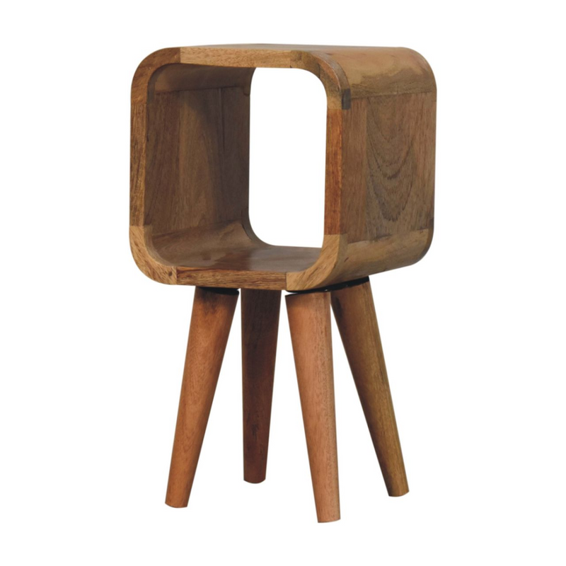 Artisan Furniture Solid Wood Extra Mini Minimalist Open Curved Oak-ish Bedside