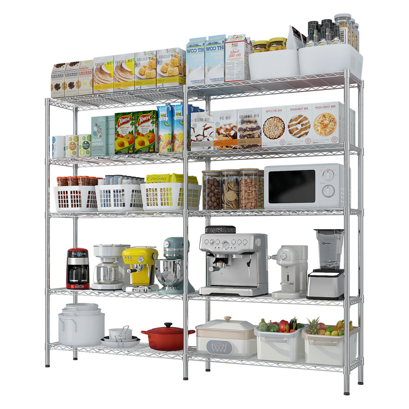 5-layer double row, freely adjustable layer spacing, with adjustable feet, display stand, iron, 177*40*180cm, chrome-plated