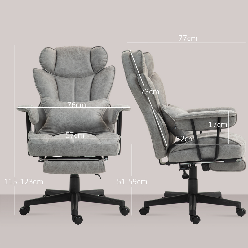 HOMCOM Massage Office Chair, Heated Reclining Desk Chair, Grey