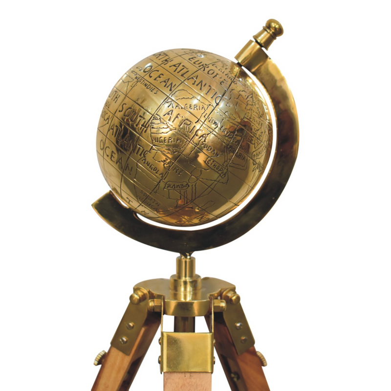 Artisan Furniture Home Decor Accessories - Brass Antique Tripod Globe