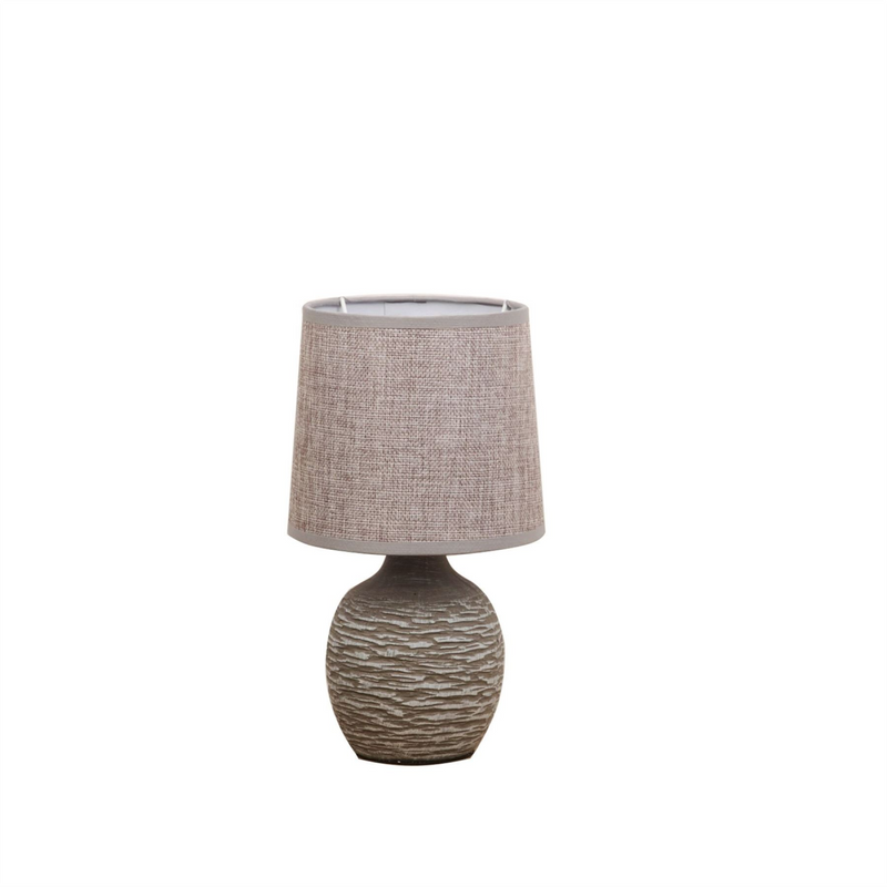 Dark Grey Table Lamp with Grey Linen Shade