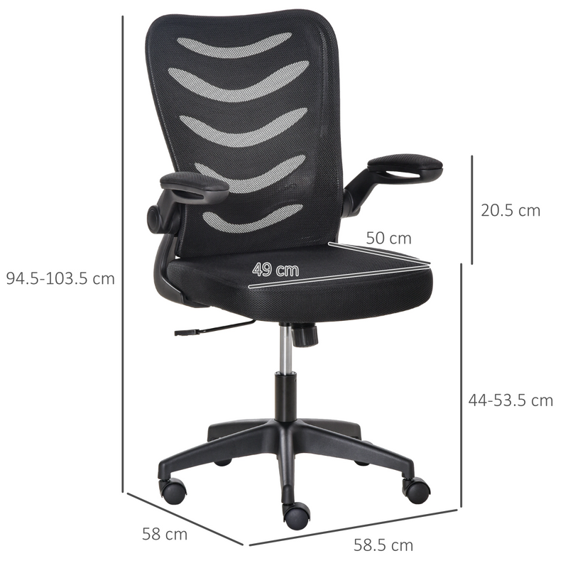 Mesh Office Chair Home Swivel Task Chair  Lumbar Support, Arm, Black Vinsetto