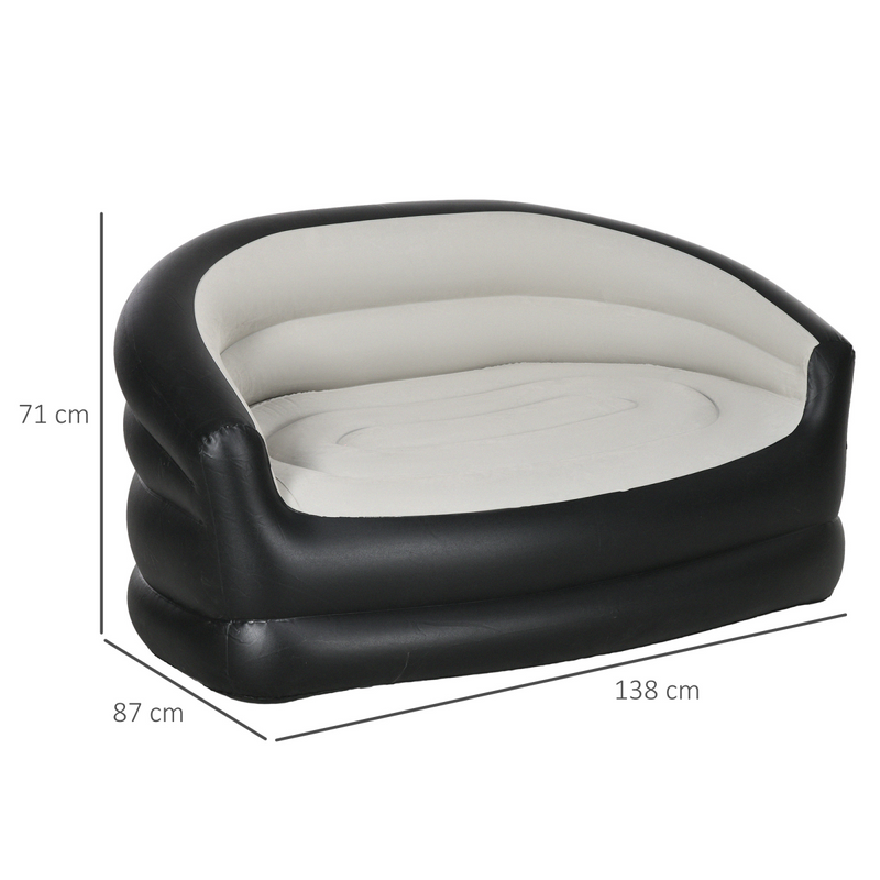 Outsunny Inflatable Chair with Soft Plush Fabric for Movie Watching, Grey